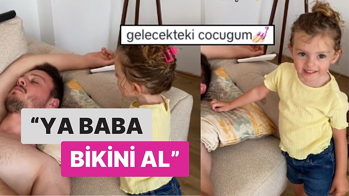 Yorgunluktan Uyuyan Babasını "Bikini Al" Diyerek Uyandıran Çocuğun Şirinliği Gönülleri Fethetti!