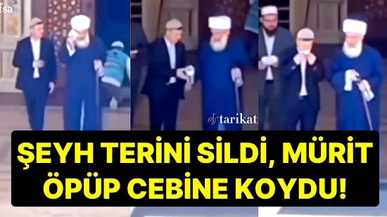 Menzil Tarikatında İlginç Görüntüler: Şeyh Terini Sildi, Mürit Öpüp Cebine Koydu!