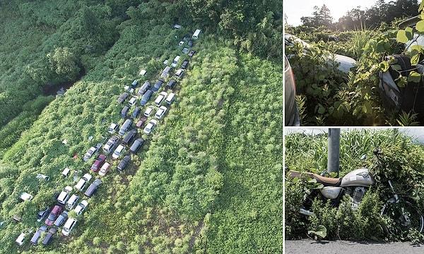 4. Fukushima çevresindeki dışlama bölgesindeki terk edilmiş arabalar