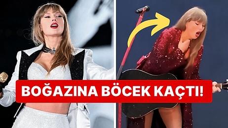 Dünya Turnesinin Londra Konserinde Şarkı Söylerken Boğazına Böcek Kaçan Taylor Swift Mideleri Ağza Getirdi!
