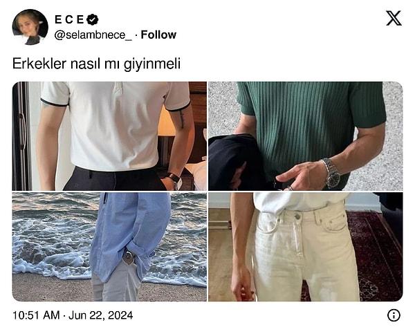 Twitter'da (X) ''Erkekler nasıl giyinmeli?'' akımı başlatan kullanıcıya öneri yağdı.