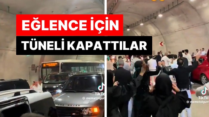 Düğün Sonrası Eğlence İçin Tüneli Arabalarla Kapatan Grup Sosyal Medyada Tepki Topladı