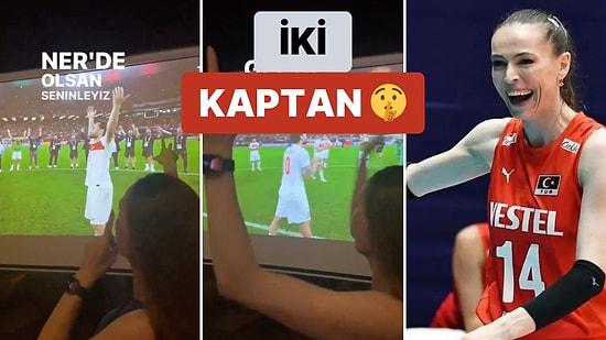 Voleybol Takımımızın Kaptanı Eda Erdem Futbol Takımımızın Kaptanı Hakan Çalhanoğlu’nun Sevincine Eşlik Etti