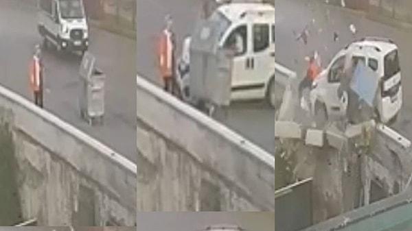 Mersin'in Yenişehir ilçesinde kaldırımda yürüyen bir kadına hafif ticari araç çarptı. Çarpmanın etkisiyle kadının metrelerce yükseklikteki köprüden düştüğü görüldü.
