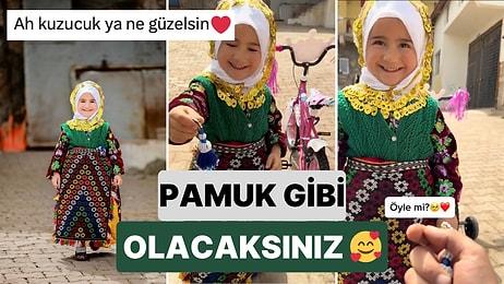Sivas'ta Yöresel Kıyafetiyle Fotoğrafını Çeken Fotoğrafçıya Küçük Bir Hediye Veren Küçük Kız Kalpleri Isıttı
