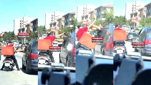 Ankara'da bir araç sürücüsü ve motokuryenin kavası sosyal medyada gündem oldu.