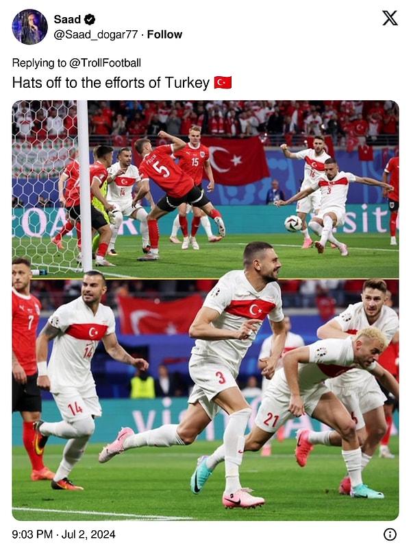"Türklerin çabasına şapka çıkartılır."
