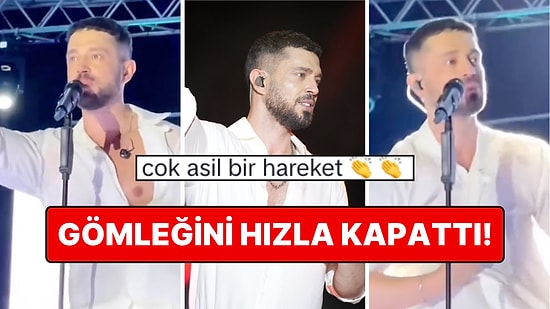 Konser Anında Gömleği Açılınca Göğsü Görünen Murat Boz Hızla Hamle Yaparken Şarkı Söylemeyi Bırakıverdi!