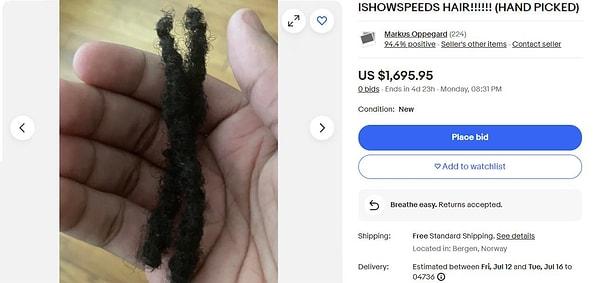 Olaylar bu kadarla da bitmiş değil! IShowSpeed'in kargaşada kopartılan ve özellikle "elle toplandığı" belirtilen saçı Ebay'den satışa çıkartıldı!