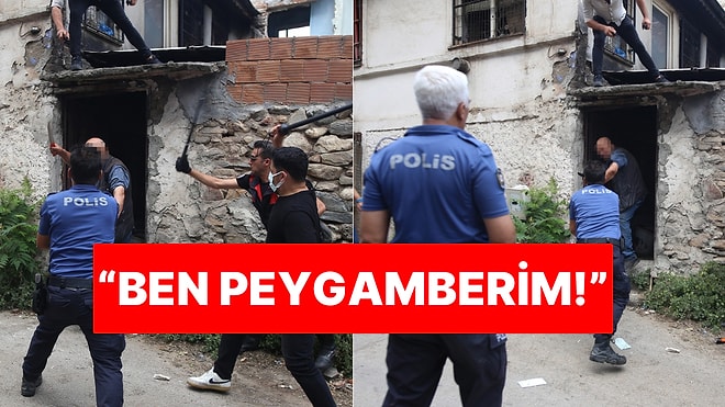 Kendini Peygamber Sanan Adam Çöp Evde Yaşadığı İçin Gelen Polislere Bıçakla Saldırdı