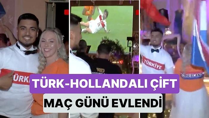 Ankara'da Maç Günü Evlenen Türk Damat ile Hollandalı Gelin Düğünlerinde Türkiye - Hollanda Maçını İzledi