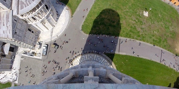 The Leaning Tower of Pisa, consisting of stacked circular columns in Pisa, Italy!