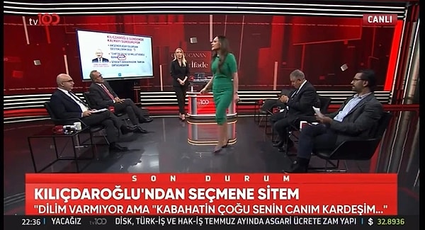 “Haddini bil, bu adam çok saygısız ve terbiyesiz bir insan ben bu yayını terk ediyorum. Ben bu kadar rezil seviyesiz bir kişiyle yayına devam etmem. Hadsizsin Şaban Sevinç.” ifadelerini kullanan Aydın stüdyoyu terk etti.