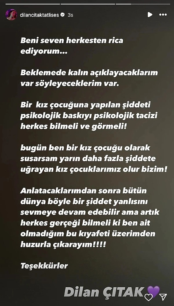 Dilan Çıtak, yaptığı paylaşımı kısa süre içerisinde silse de ortalık çoktan karışmış, hatta Çıtak'ın kardeşi İdo Tatlıses Çıtak'ı takipten bile çıkartmıştı.