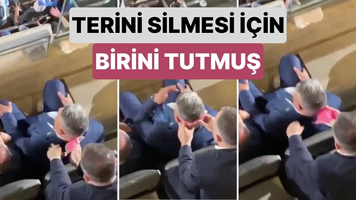 Görüntüler Tepki Çekti: Futbol Federasyonu Başkanının Maçı İzlerken Terini Silmesi İçin Birini Tuttuğu Görüldü