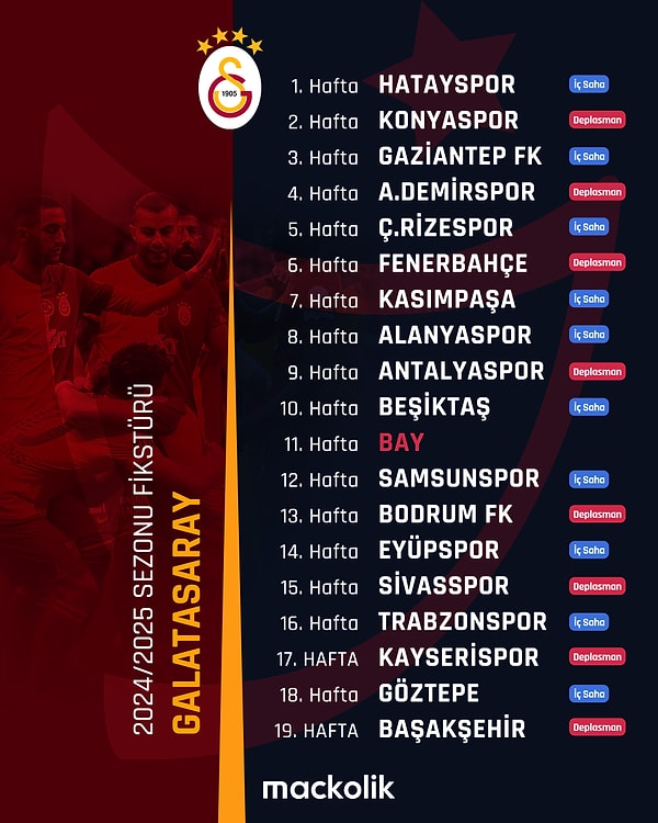 Galatasaray'ın fikstürü 👇