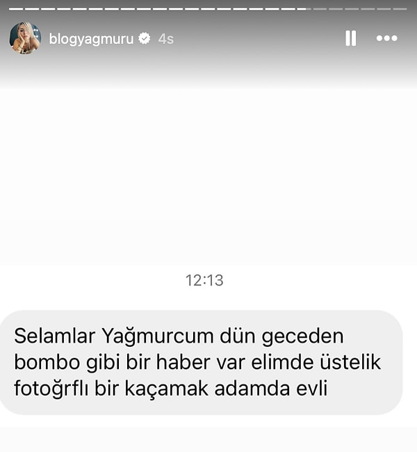 Önce takipçisinden kendisine gelen fotoğraflı ifşanın yalnızca mesaj kısmını paylaşan Yağmur Çevik 👇