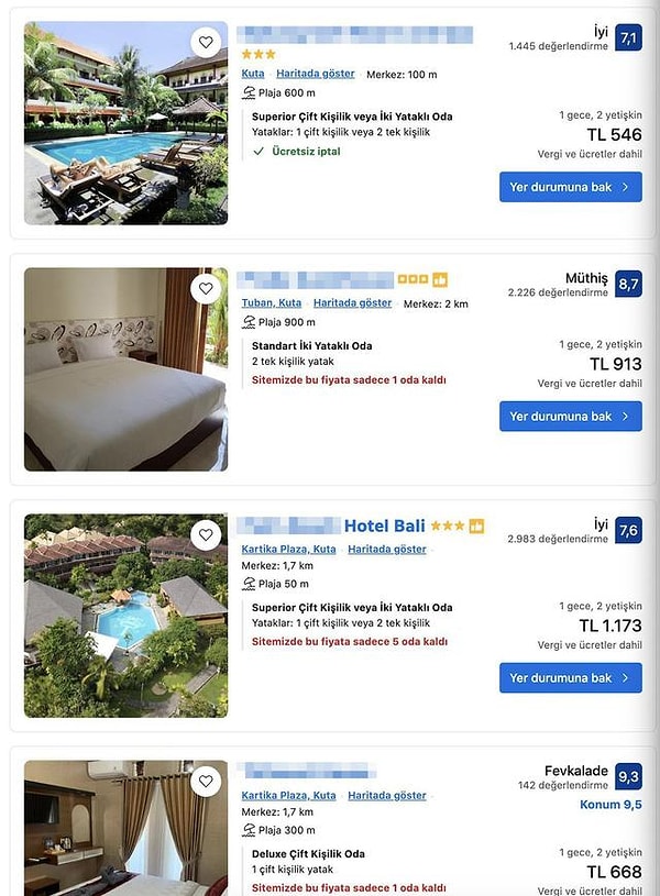 İşte, bir sosyal medya kullanıcısının Booking'den aldığı gecelik otel fiyatları!