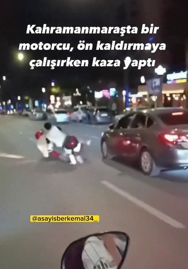 Arkalarından gelen araç motorun düştüğünü görünce durmayı başardı ve kazanın önünü kesti.