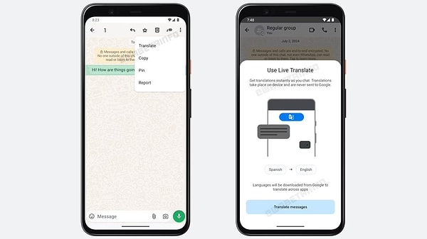 WABetaInfo'nun belirttiğine göre, WhatsApp, Google'ın Canlı Çeviri özelliğini sohbetlerine entegre etmeyi planlıyor.