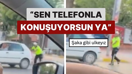 Yolda Kalan Aracın İmdadına Polis Memuru Yetişti: “Ben Burada Aracını İttiriyorum Sen Telefonla Konuşuyorsun”