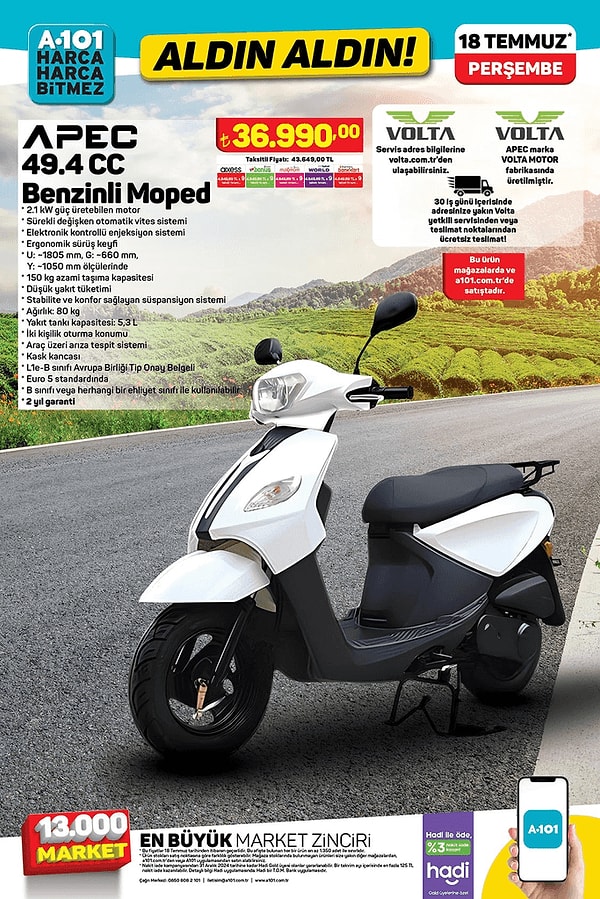 APEC Benzinli Moped 36.990 TL