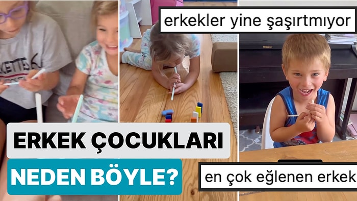 Çocuklarına Bir Pipet Verip Yaratıcı Şekilde Kullanmalarını İsteyen Annenin Erkek Çocuğunun Beklenmedik Fikir