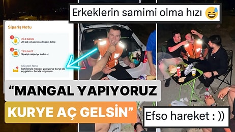 Mangal Yaparken Verdikleri Siparişe "Kurye Aç Gelsin" Notu Düşen Gençler Gelen Kuryeyi Elleriyle Besledi