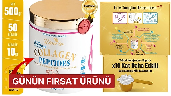 Vücudu içten beslemek çok önemli.. Faydalarını saymakla bitiremeyeceğimiz, çok satan listesinin demirbaşı olan Kiperin Kolajen'de 2. ürün %15 indirim fırsatını kaçırmayın.