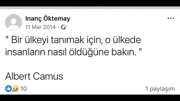 Öktemay'ın 2014 yılında, "Bir ülkeyi tanımak için, o ülkede insanların nasıl öldüğüne bakın" şeklinde yaptığı paylaşım dikkat çekti.