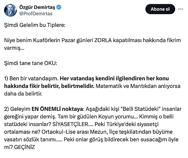 Demirtaş'ın kendisini eleştirenlere ve itirazlara tepki verenlere de söyleyecekleri vardı: "Her vatandaş kendini ilgilendiren her konu hakkında fikir belirtir, belirtmelidir."