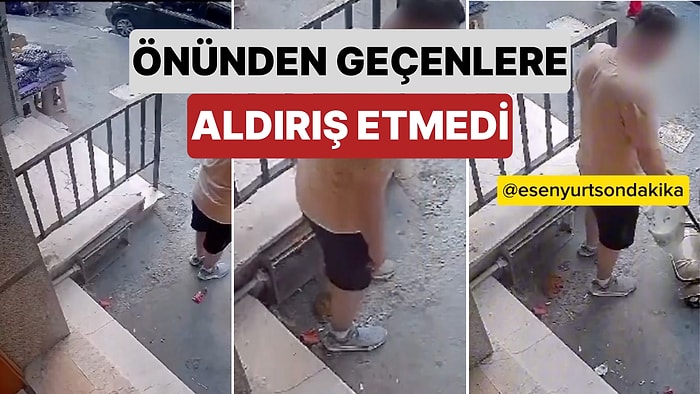 Esenyurt'ta Bir Şahıs Sokak Ortasında Önünden Geçen İnsanlara Aldırış Etmeden Tuvaletini Yaptı