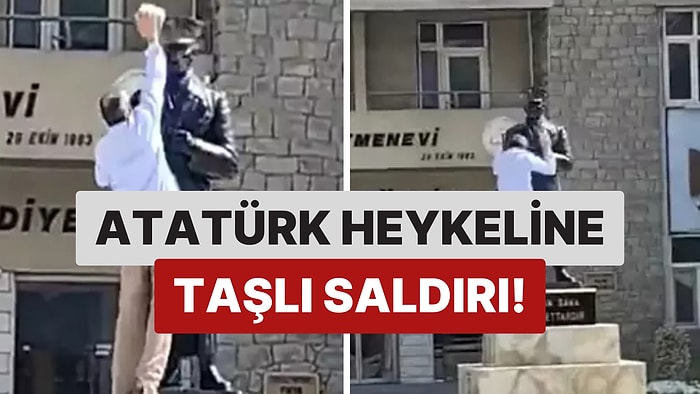 Elazığ'da Atatürk Heykeline Taş ile Saldıran Şahıs Gözaltına Alındı!