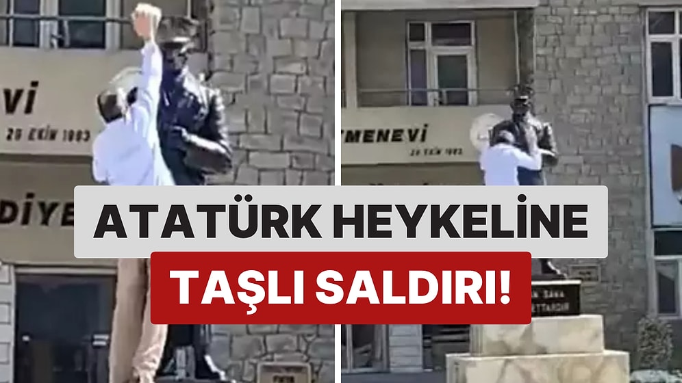 Elazığ'da Atatürk Heykeline Taş ile Saldıran Şahıs Gözaltına Alındı!