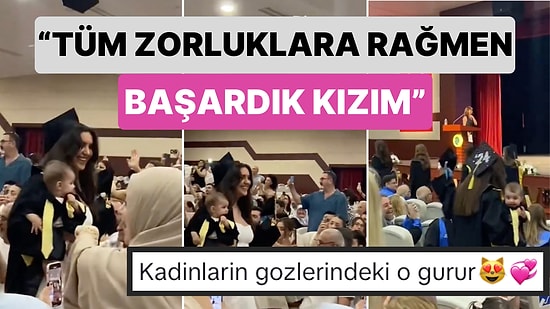 Mezuniyetine Kucağında Kızıyla Katılan Bir Anne Birçok Kadına İlham Verdi: "Zorluklara Rağmen Başardık Kızım"