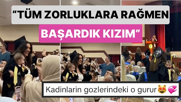 Mezuniyetine Kucağında Kızıyla Katılan Bir Anne Birçok Kadına İlham Verdi: "Zorluklara Rağmen Başardık Kızım"