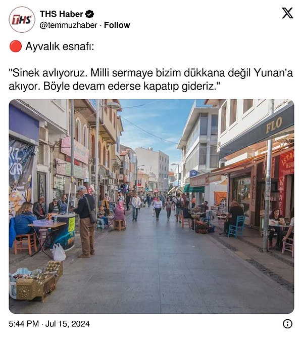 Geçtiğimiz günlerde THS Haber, Ayvalık'taki esnafların şikayetini paylaştı. 'Sinek avlıyoruz' diyen esnaflara ise cevabı Prof. Dr. Emrah Safa Gürkan'dan geldi.