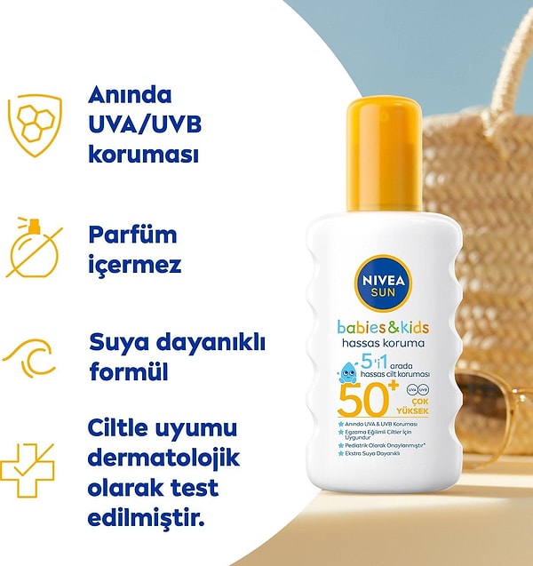 7. Nivea Sun Babies & Kids Hassas Koruma Spf 50+ 200 ml