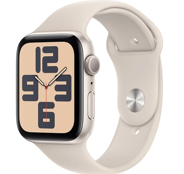 6. Apple Watch SE 2.Nesil (2023) GPS 44mm Starlight Aluminium Case with Starlight Sport Band - M/L