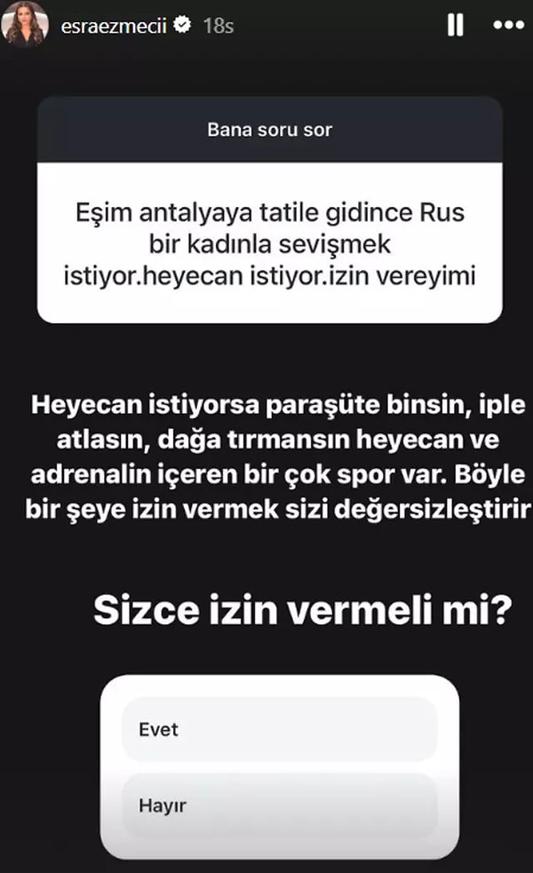 Ezmeci, verdiği yanıtın ardından "Sizce izin vermeli mi?" diye bir anket başlattı. Ankete katılanların büyük çoğunluğu "hayır" yanıtını verdi.