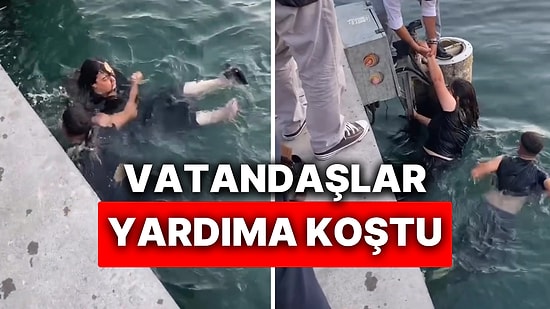 Dengesini Kaybederek Denize Düşen Kadını Vatandaşlar Boğulmaktan Kurtardı