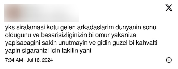 Bazı kişiler kötü bir sonuç ile karşılaşırken bazıları da istediği gibi bir sonuçla karşılaştı. Fakat bir kullanıcı, sınavı kötü gelenlere ilginç bir tavsiyede bulundu.👇