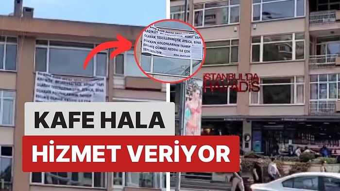 Kolonları Tahrip Edilmiş 'Riskli Binada' Kafe Hala Hizmet Veriyor!