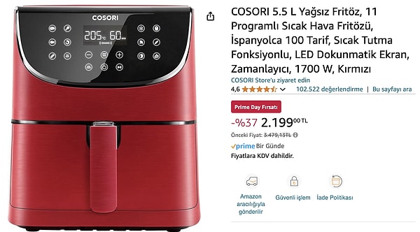 Oldukça uygun fiyata alabileceğiniz bu XXL Airfryer, size sağlıklı ve lezzetli yemek yapmanın kolay yolunu yaşatacak.