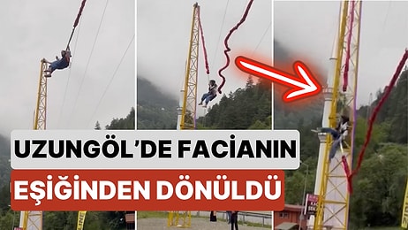 Uzungöl'de Yürekleri Ağızlara Getiren Kaza: İnsan Sapanı Üzerinde Bir Kadın Varken Koptu