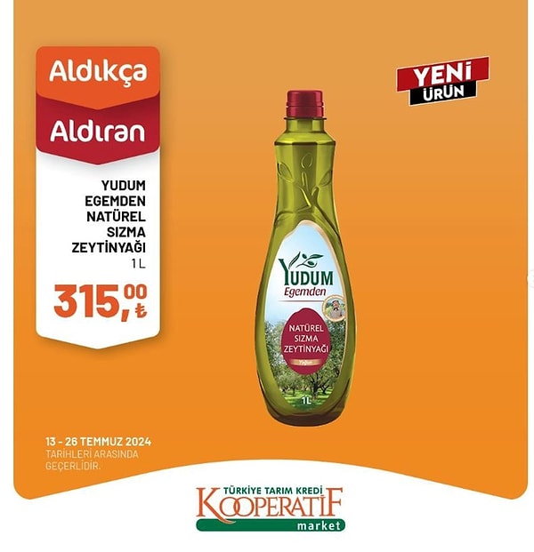 Yudum zeytinyağı 315 TL