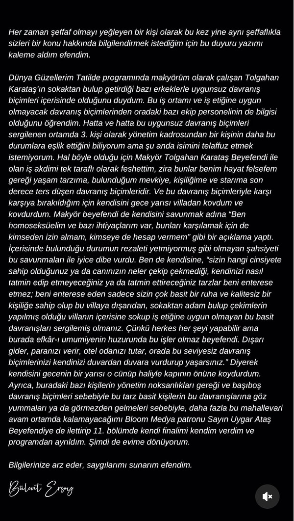 Makyörün kendisini "Ben homoseksüelim ve bazı ihtiyaçlarım var, bunları karşılamak için de kimseden izin almam" dediğini açıklayan Ersoy, olanları tüm detaylarıyla bu paylaşımda anlattı!