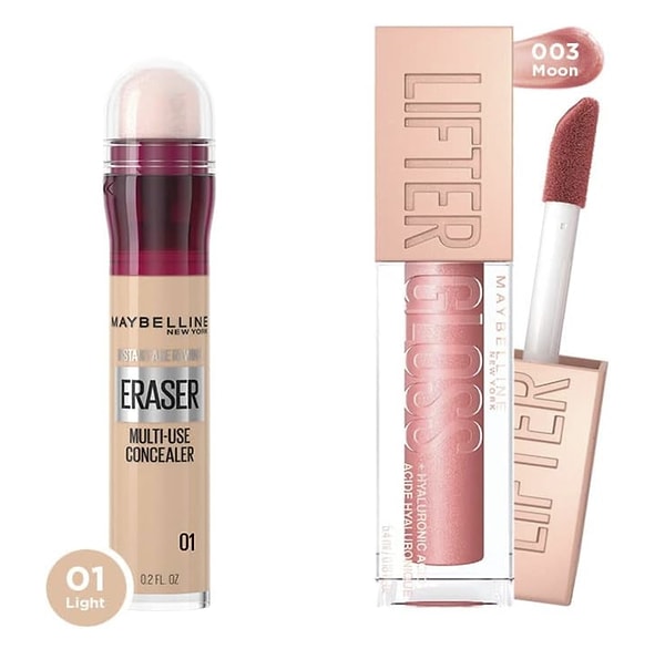 Maybelline New York Instant Anti Age Eraser Kapatıcı, 01 Light + Lifter Gloss Nemlendirici Dudak Parlatıcısı