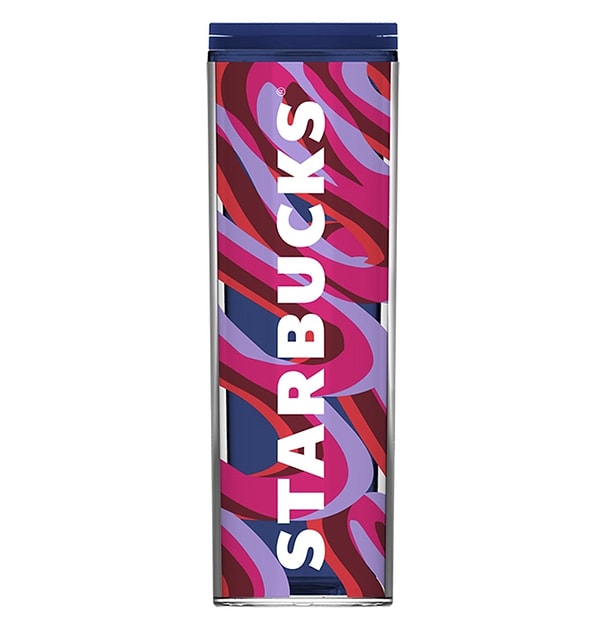 Starbucks Starbucks® Lacivert Pembe Desenli Plastik Termos