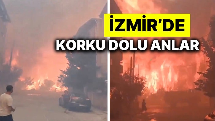 İzmir Gaziemir’de Çıkan Orman Yangınının Yerleşim Alanına Sıçramasıyla Korku Dolu Anlar Yaşanıyor